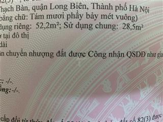 Bán 52.2m2 bát khối, p. thạch bàn 5,19 tỷ. hơn 100m ra hồ cự khối 30ha đã phê duyệt quy hoạch 1/500