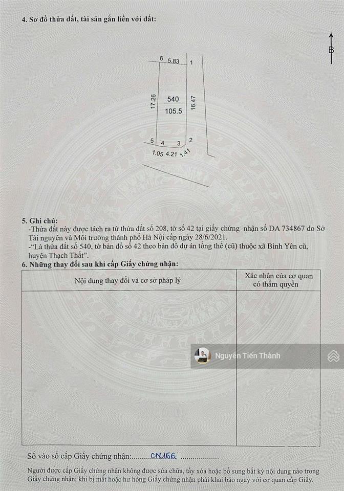 Chính chủ cần tiền bán gấp lô đất 3.5 tỉ tại thôn vân lôi  gần khu cnc hoà lạc  sổ đỏ cất két