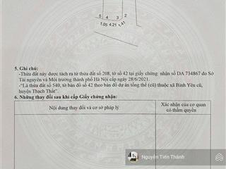 Chính chủ cần tiền bán gấp lô đất 3.5 tỉ tại thôn vân lôi  gần khu cnc hoà lạc  sổ đỏ cất két