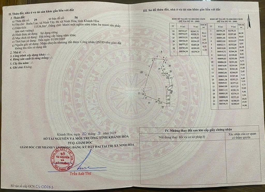 Bán đất xã ninh tây có dt 20.439 m2 gần đường vận hành