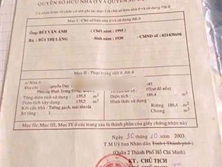 Chính chủ gấp bán đất mặt tiền nguyễn duy trinh, q2, hcm, 187m2 ngang 7m chỉ 142 tr/m2