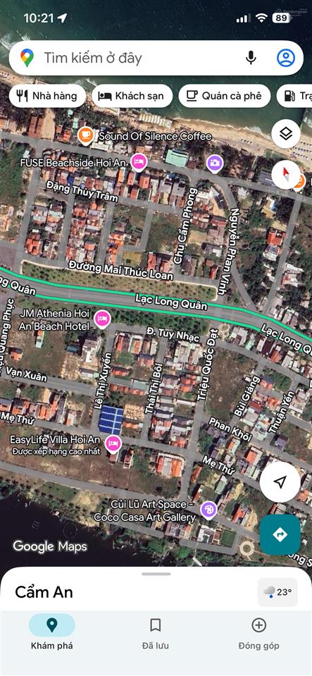 Bán đất làng chài tân thành  hội an. dt 280m, mặt tiền 10m, đường thái thị bôi. giá 38 triệu/m2