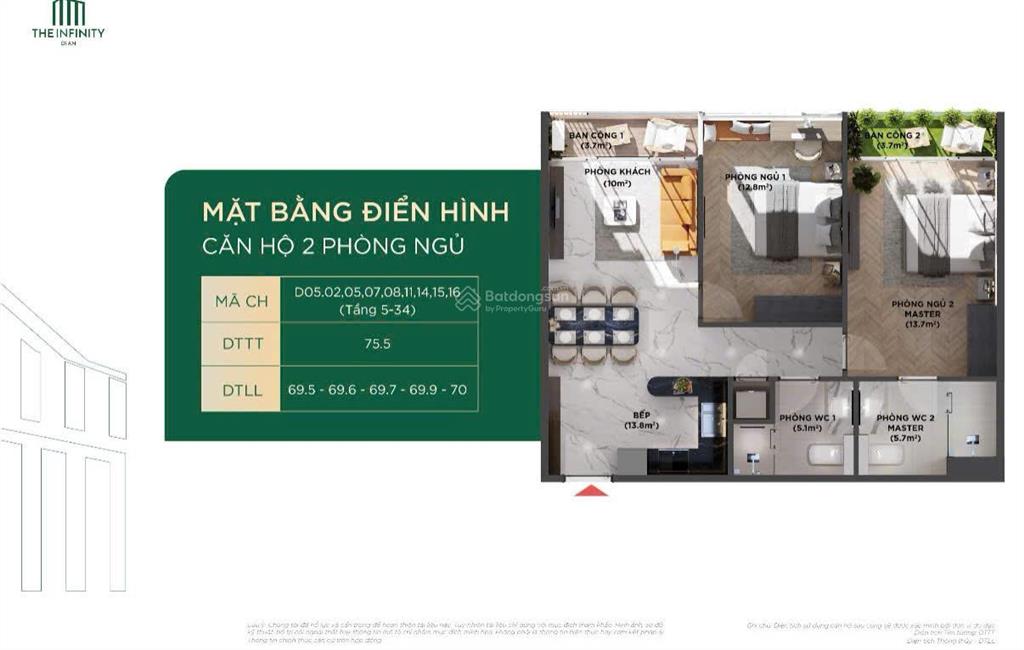 Bán nhanh căn 2pn charm infinity giá 39,7tr/m2 full vat view landmark siêu đẹp