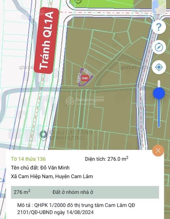 Bán lô góc cam hiệp nam gần đường tránh ql1a  200m2 thổ cư  khu an toàn cam lâm