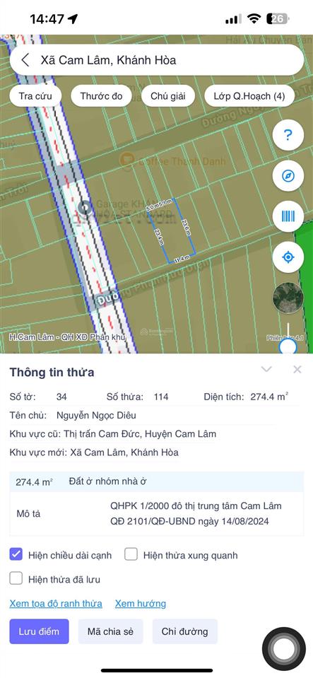 Bán đất full thổ cư  trung tâm cam đức  ngang 11m  vùng lõi đô thị mới cam lâm  gần ql1a