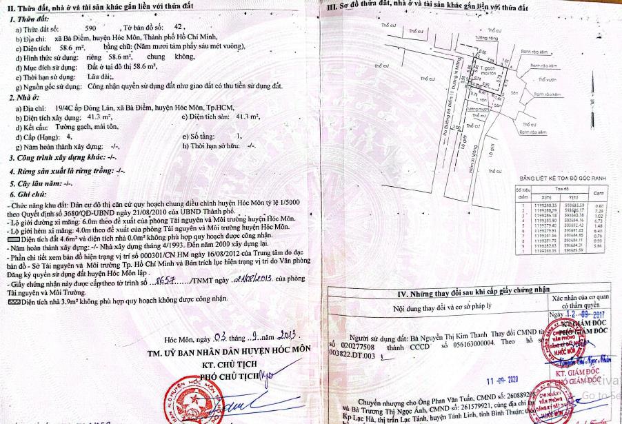 Bán nhà nát 6,76 x 8,9m, có 2 mặt tiền hẻm trước sau tại đường bà điểm 11, hóc môn