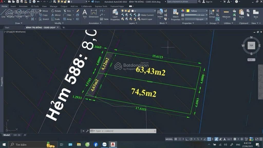 Bán thổ cư 150m2 (8.5x18) ngay tên lửa giáp quận 6 mặt tiền đường