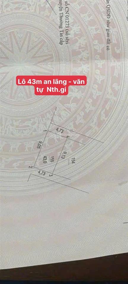 Bán đất nền 43m2 tại xã văn tự, thường tín, hà nội, giá ưu đãi 36,5 triệu / m2