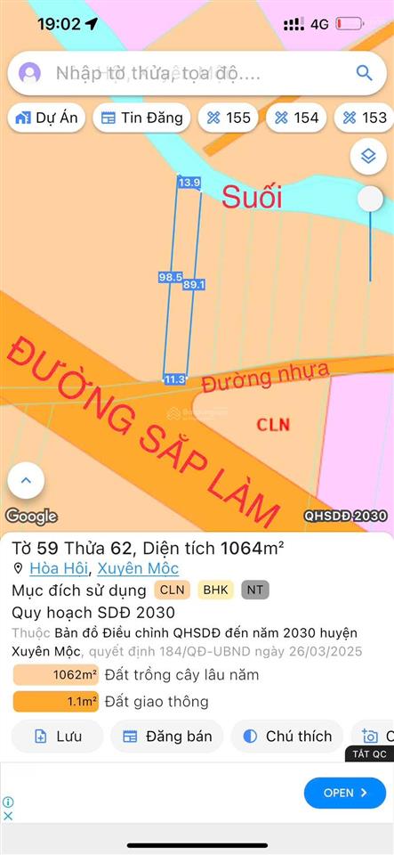 Đất rẻ hoà hội xuyên mộc brvt