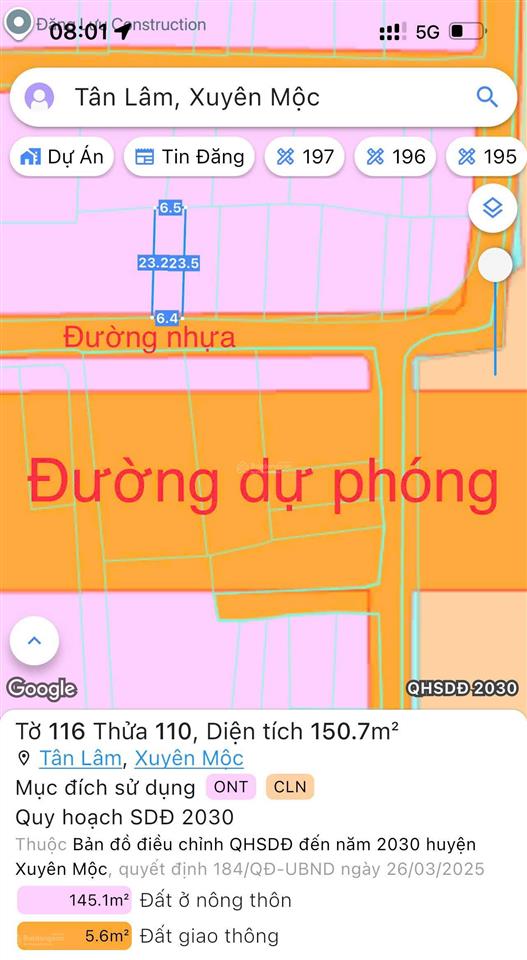 Đất tặng nhà tân lâm  xuyên mộc  brvt