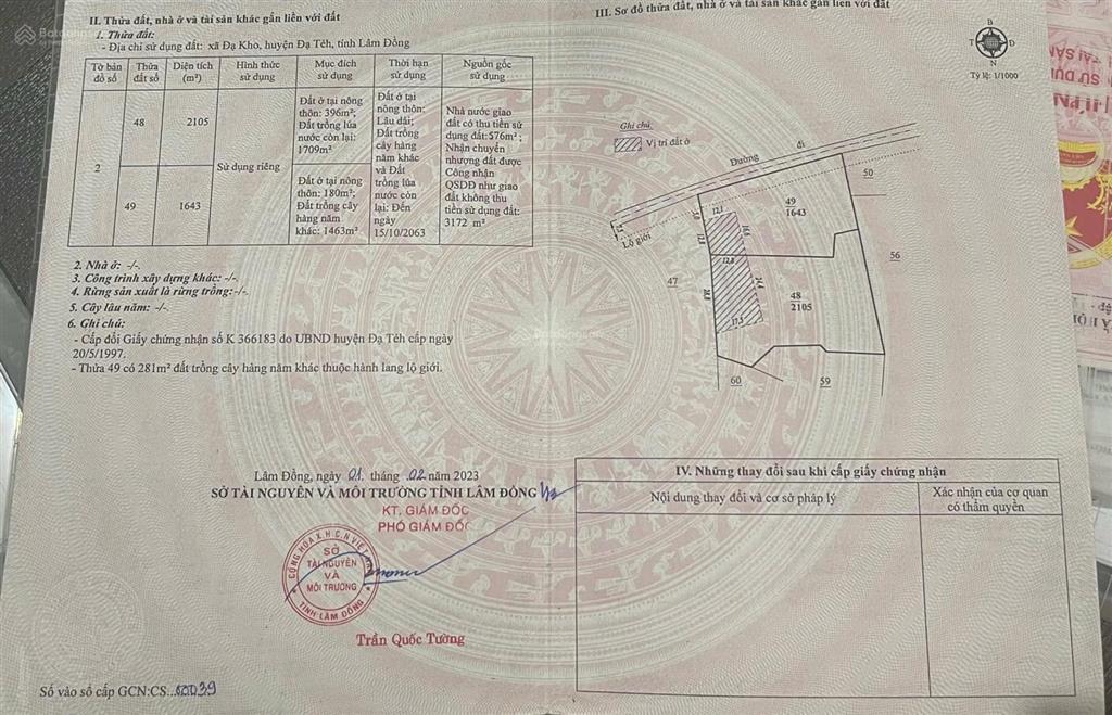 Bán lỗ 1,85 ha đất mặt tiền 146m ngang đường ô tô cách tt thị trấn đạ tẻh 1,6km, đã tách 6 sổ
