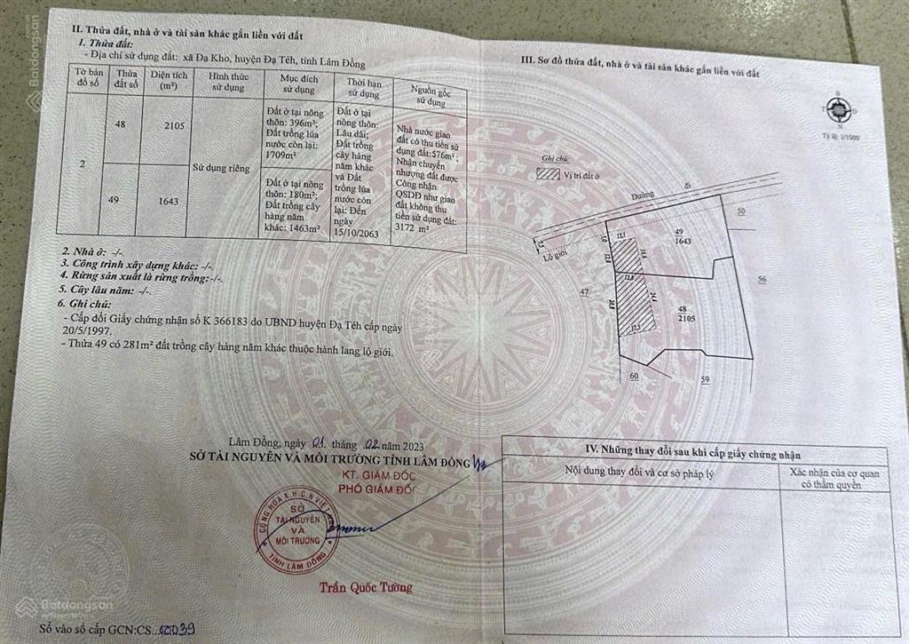 Bán lỗ 1,85 ha đất mặt tiền 146m ngang đường ô tô cách tt thị trấn đạ tẻh 1,6km, đã tách 6 sổ