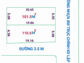 Bán 2 lô đất đường lập trí, sóc sơn, hà nội, dt 101 m2 và 110m2 giá 31 triệu/m2, siêu hot