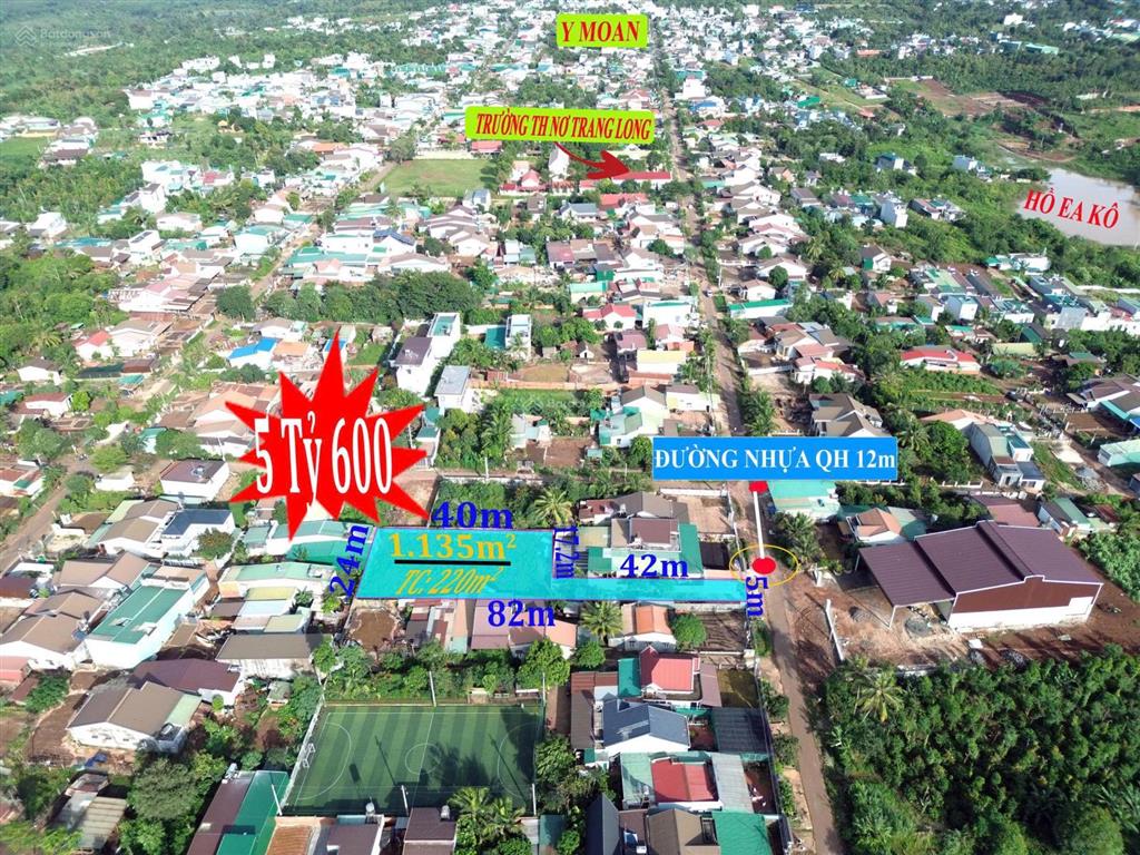 Mảnh đất siêu hiếm 451 y moan 1.135m² nở hậu, thổ cư nhiều giá đầu tư