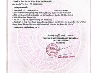 Bán gấp lô đất 212,6m giá rẻ chỉ 570 triệu tại long tân, dầu tiếng, bình dương