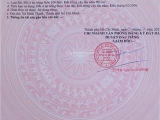Bán đất đẹp tại xã minh thạnh, dầu tiếng, bình dương, 400 triệu, 180m2