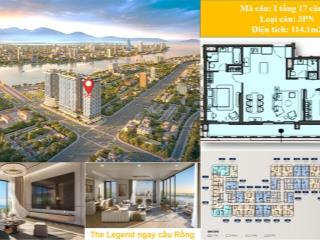 Căn hộ cao cấp 3pn / 114.m2 giá 15.732 tỷ nội thất cao cấp ngay cầu rồng  the legend đà nẵng