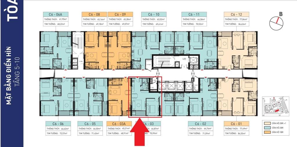 Căn 2pn/64.87m2 giá 5.205 tỷ, ngay cầu sông hàn  capital square
