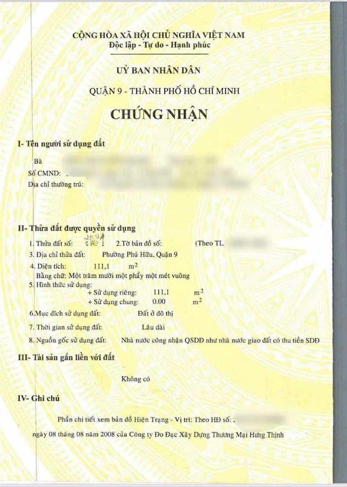 Đất trục liên phường 111m2 (6x18.5 vuông, shr) p phú hữu, tp thủ đức (9tỷ100)