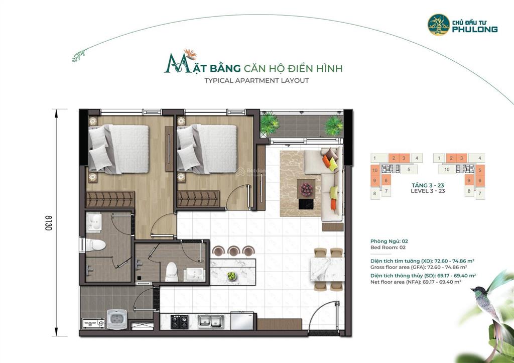 Bán ch 2pn 2wc tại essensia sky, nguyễn hữu thọ, nhà bè, 5,52 tỷ, 72m2  view công hồ bơi