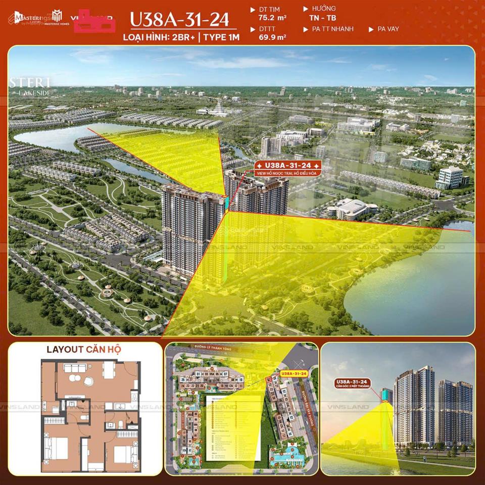 Bán nhanh căn 2pn+ vinhomes ocean park view hồ 28ha chủ đầu tư masterise homes