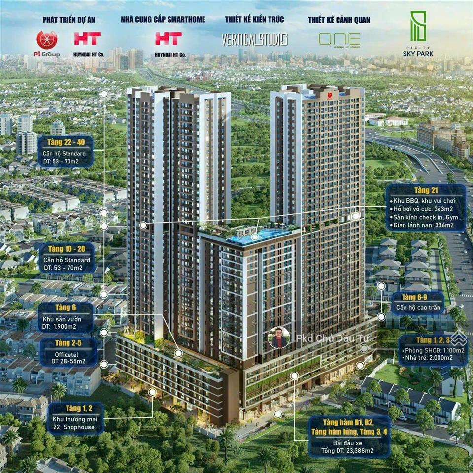 Căn hộ cao cấp picity sky park miễn lãi & gốc lên đến 3 năm, đã cất nóc, mua f0 cđt