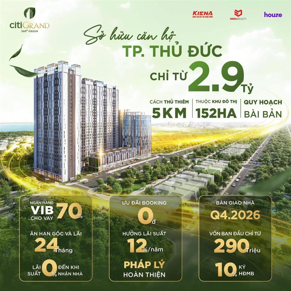 Sang nhượng căn 2pn 2wc citi grand giá tốt, tầng trung, view sông q1, hỗ trợ vay ngân hàng.