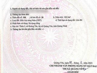 Bán đất thổ cư hoàng tân ngõ 5m full thổ cư