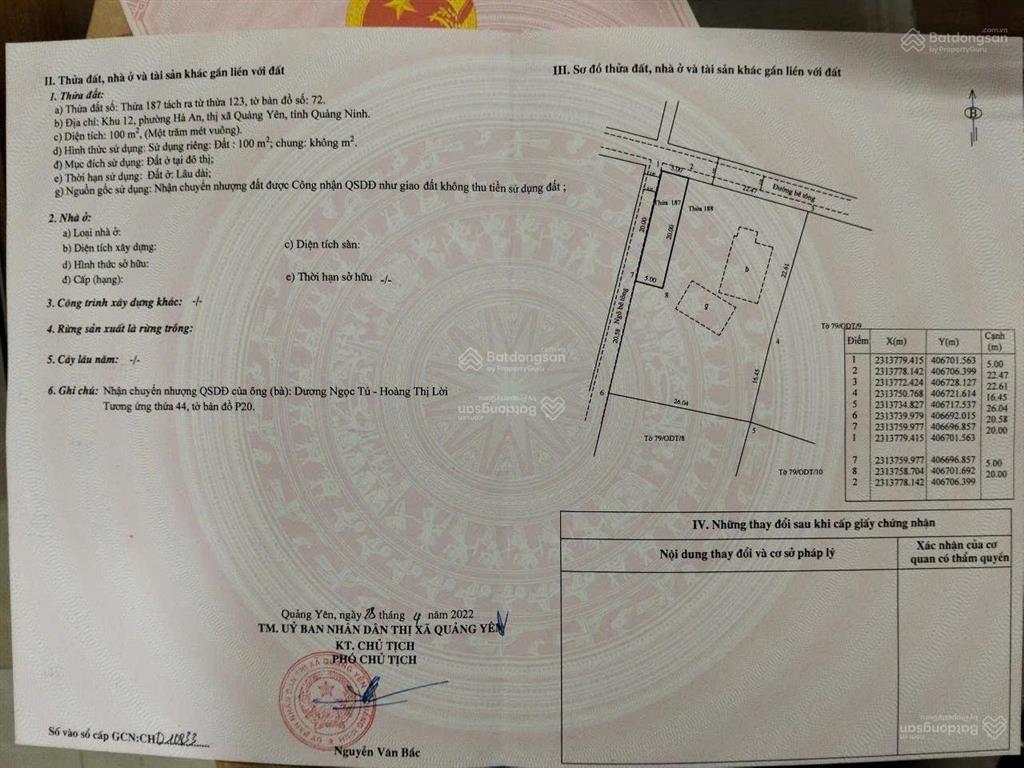 Bán ô đất thổ cư lô góc 2 mặt tiền khu 12 hà an cách dự án vinhomes 500m