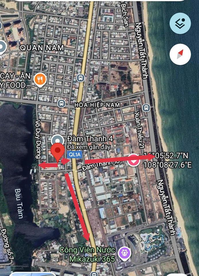 ( duy nhất ) đất tặng nhà mt đàm thanh đối diện công viên | 4t250 gần mê linh  liên chiểu