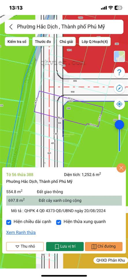 Chính chủ gửi bán đất mặt tiền đường lê đức thọ p. hắc dịch, tp. phú mỹ