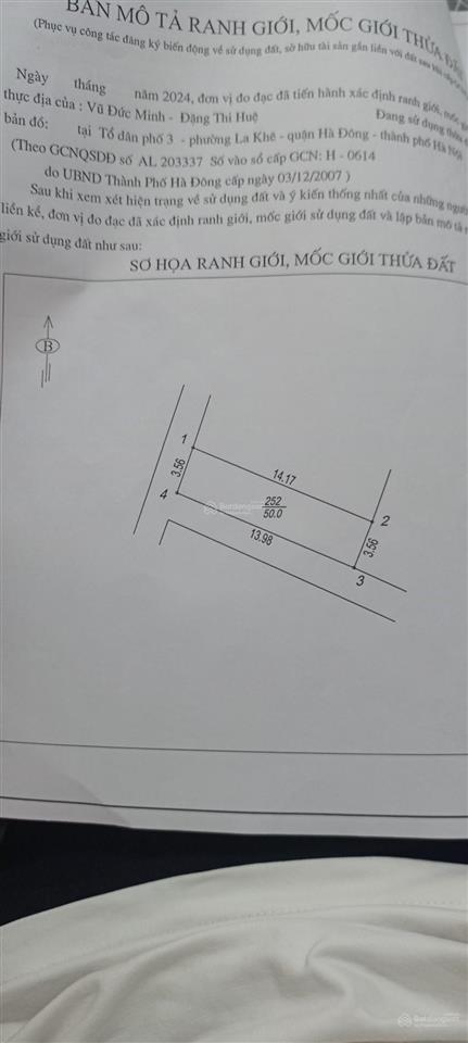 Bán nhà chiến thắng, la khê 8,75 tỷ, 50m2, 5pn + 4wc + 4 tầng, mặt tiền 3.56m