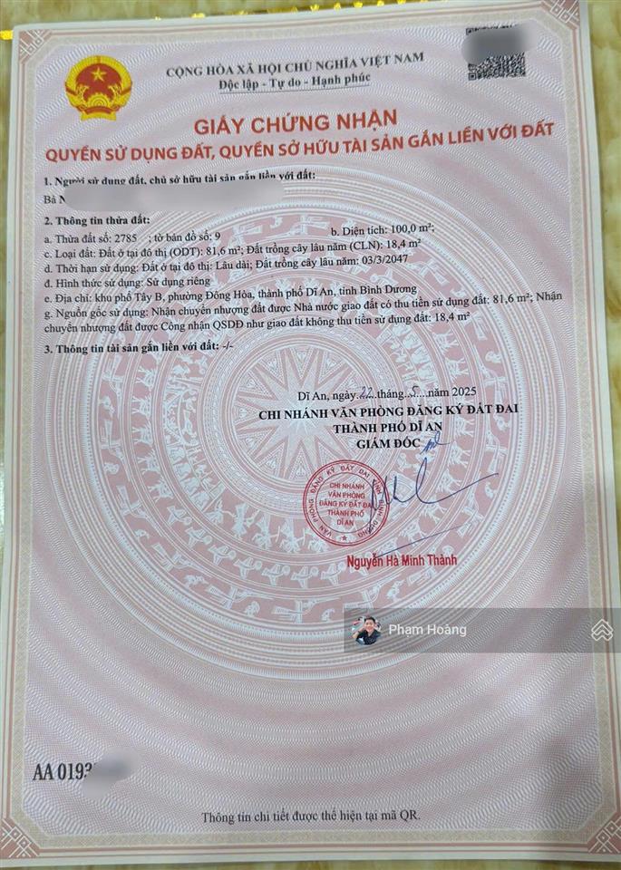 Bán đất đẹp trục hai bà trưng trung tâm phường dĩ an giá tốt chỉ 4,1 tỷ