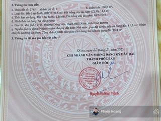 Bán đất đẹp trục hai bà trưng  trung tâm phường dĩ an  giá tốt chỉ 4,1 tỷ