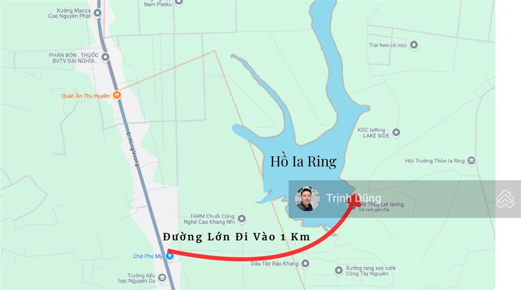 Gđ định cư nước ngoài muốn bán lô view hồ ia ring, chư sê, gia lai. diện tích 7097m2, mt 43m