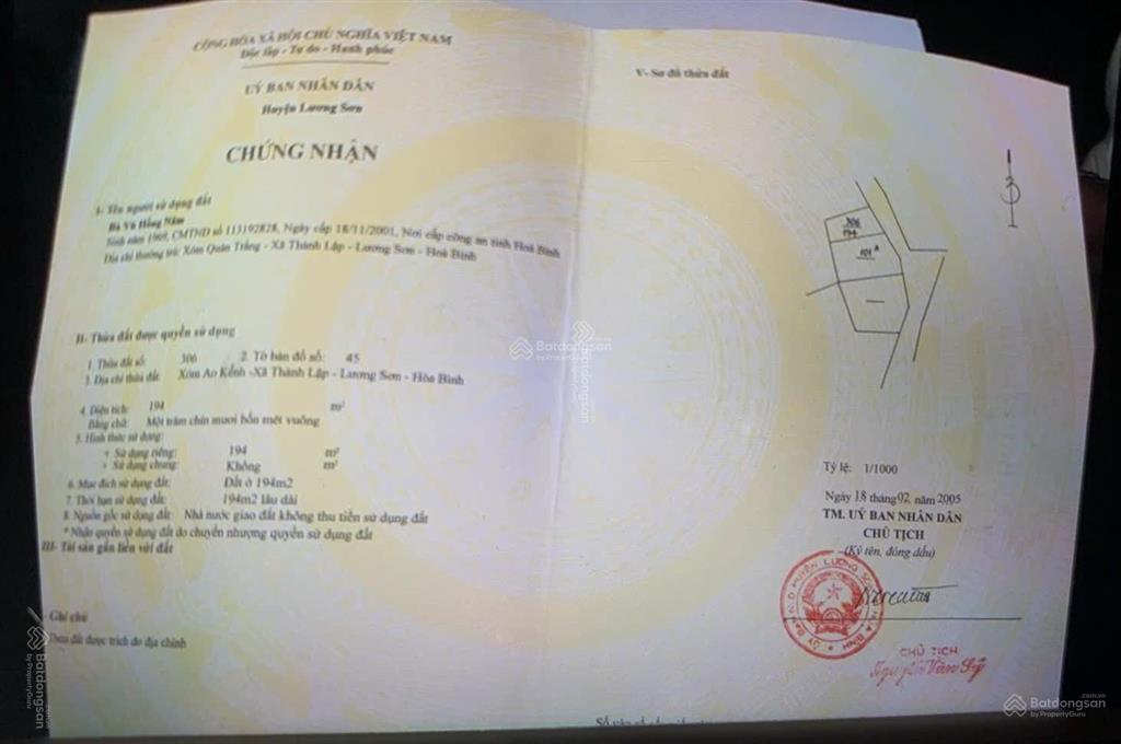 Bán đất tại xã liên sơn, lương sơn, hòa bình, 2,2 tỷ, 194m2, hot!