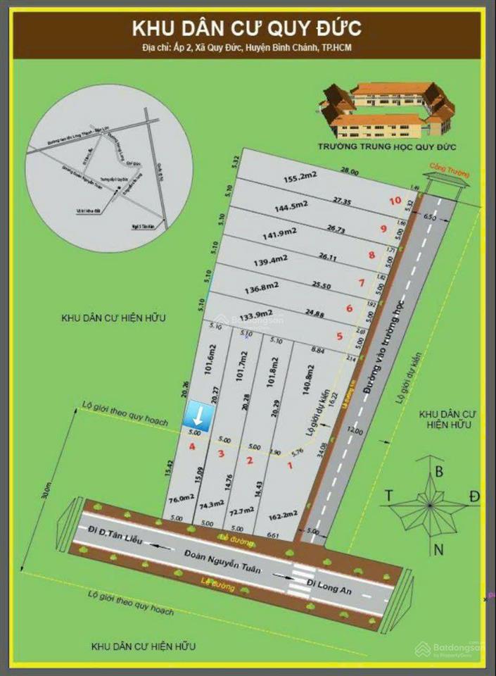 Chính chủ cần bán nền thổ cư ngay trường cấp 2 qui đức, giá tốt, vị trí đẹp