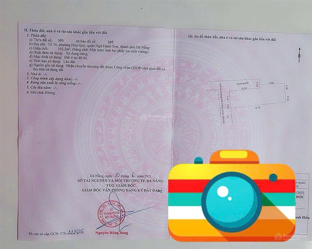 Chỉ 1,8 tỷ nhận ngay lô đất 103 m2 tại hoà quý ngũ hành sơn đà nẵng, sổ đổ lâu dài