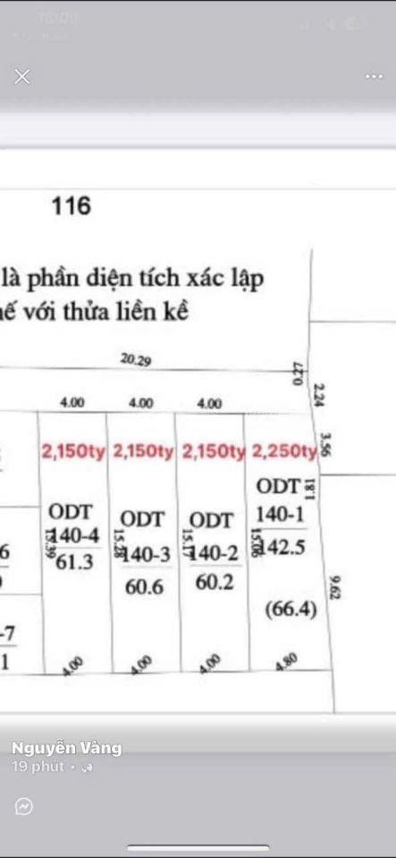 Đất sổ riêng thổ cư, đường ô tô,2.15 tỷ/61 m2 đường Nguyễn Tri Phương 