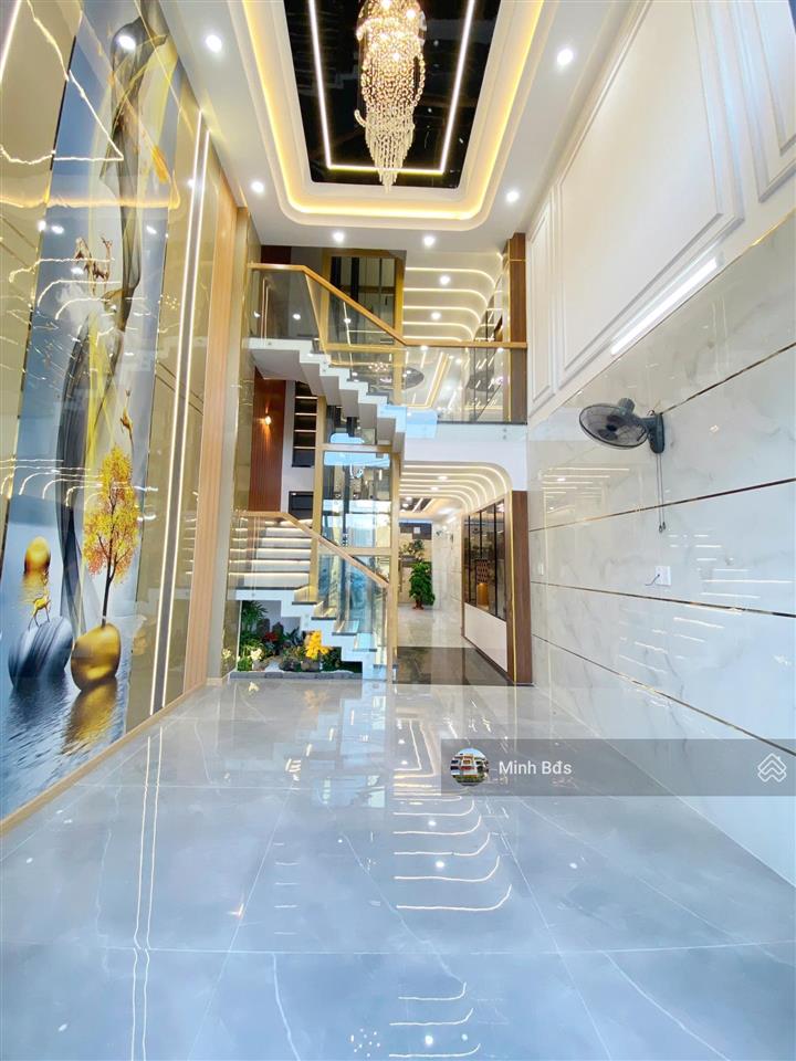 Nhà mặt tiền đường nhựa 10m hương lộ 2 đúc 5 tấm, có thang máy 4x16m full nội thất giáp q. tân phú
