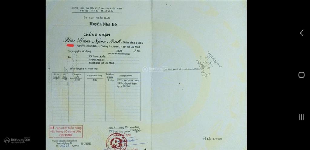 Bán gấp 2623m2 nguyễn hữu thọ phước kiển nhà bè, gần celesta rise, gs giá 10 tr/m2 0357 313 ***