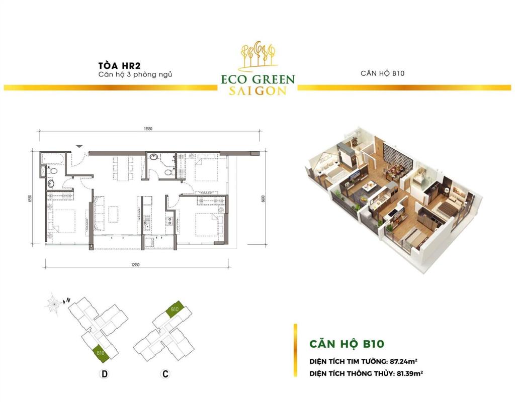 Bán căn hộ 3pn 2wc sổ hồng eco green sài gòn, 6,6 tỷ, 87m2, hàng hiếm tại nguyễn văn linh, quận 7