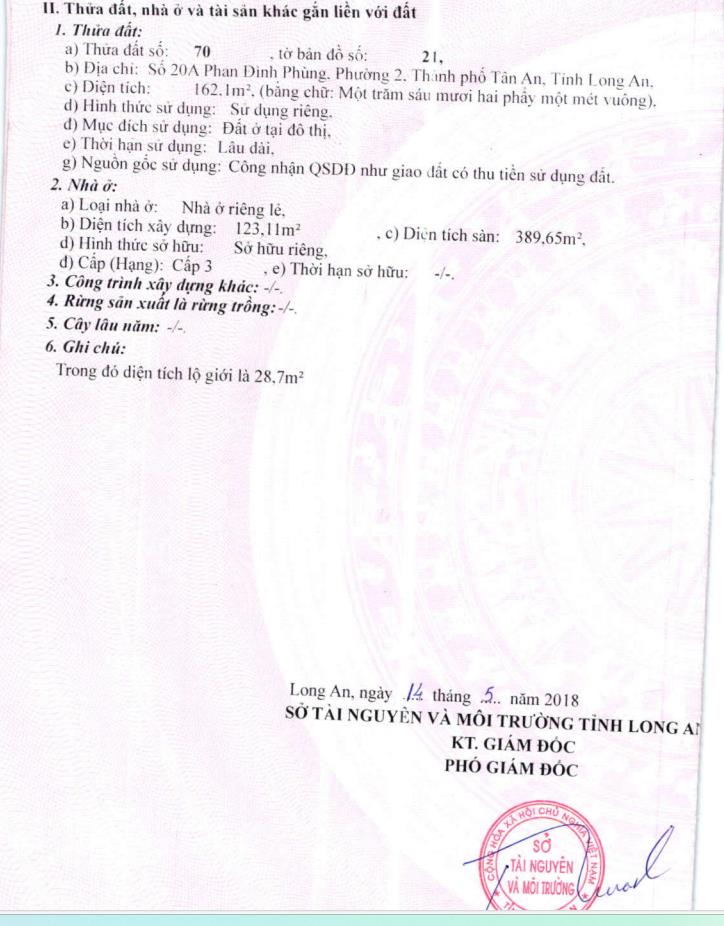 Bán gấp nhà 3 lầu mặt tiền khu dân cư trung tâm tp.tân an gần công viên