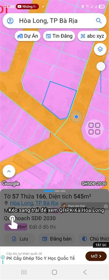 Lô góc 2 mặt tiền tại barimex xã hòa long, giá tốt 6,5 tỷ, diện tích 545m2