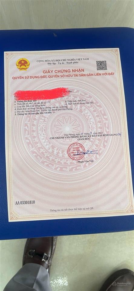 Chủ gửi lô đất giãn dân tại thôn quán gỏi, xã vĩnh hưng, huyện bình giang, tỉnh hải dương