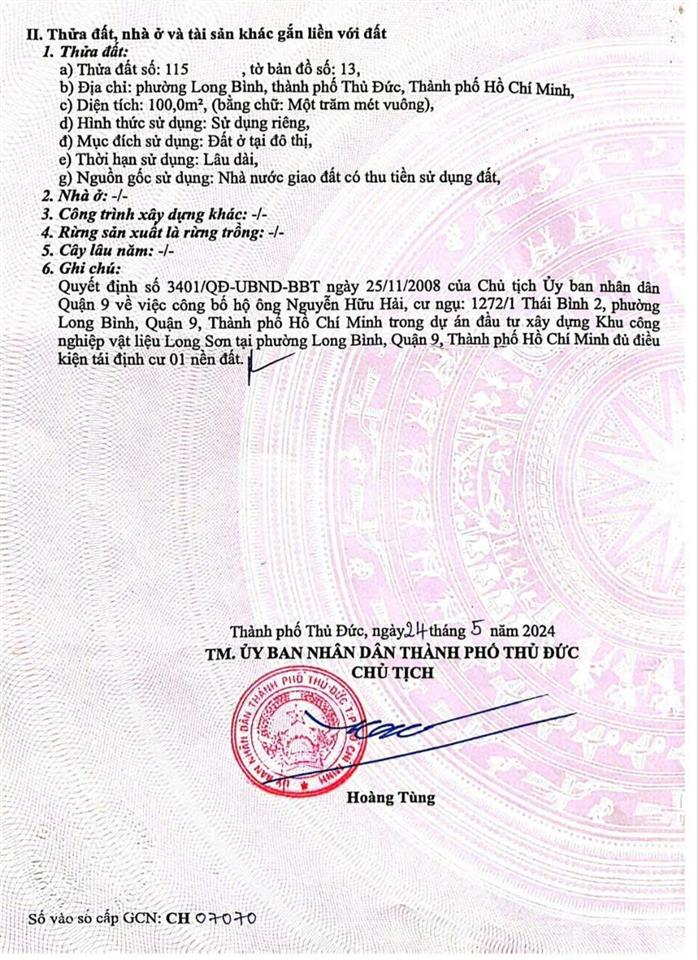 Lô hiếm còn sót khu tái định cư long sơn diện tích 100m2 kẹt tiền bán vội