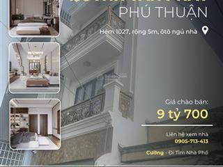 Nhà mới xây huỳnh tấn phát, phú thuận, 3 tầng, hẻm 5m, 81m2, 4pn, xe hơi ngủ nhà.