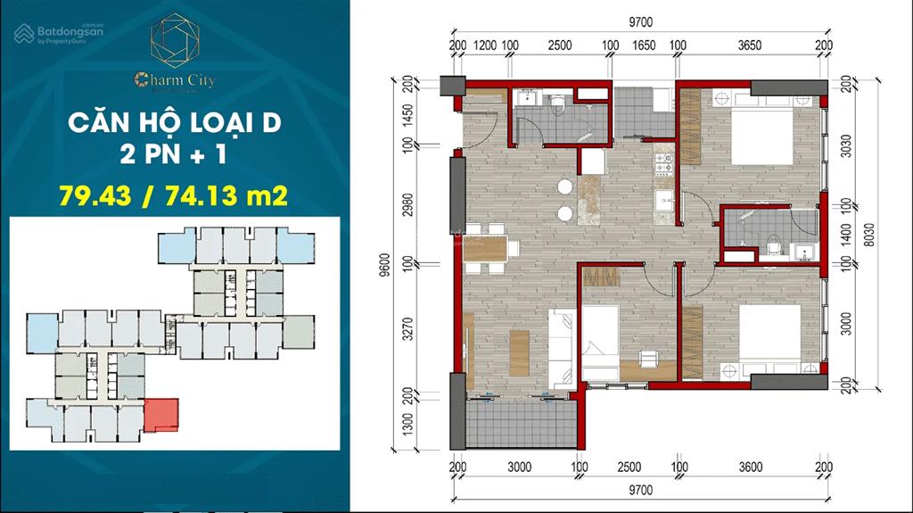 Gh căn 2pn giá tốt nhất charm city tháng 01/2026 vào ở ngay sẵn sổ hồng