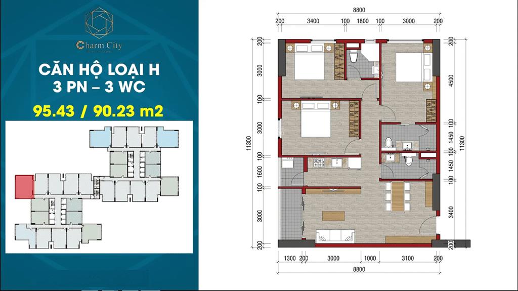 Gh căn 3pn giá tốt nhất charm city tháng 01/2026 vào ở ngay sẵn sổ hồng