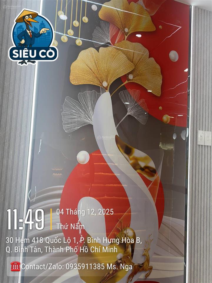 Bình tân nhà 4 tầng 52m2 shr hoàn công đủ 4pn 4wc hẻm xe hơi giá 6,6tỷ